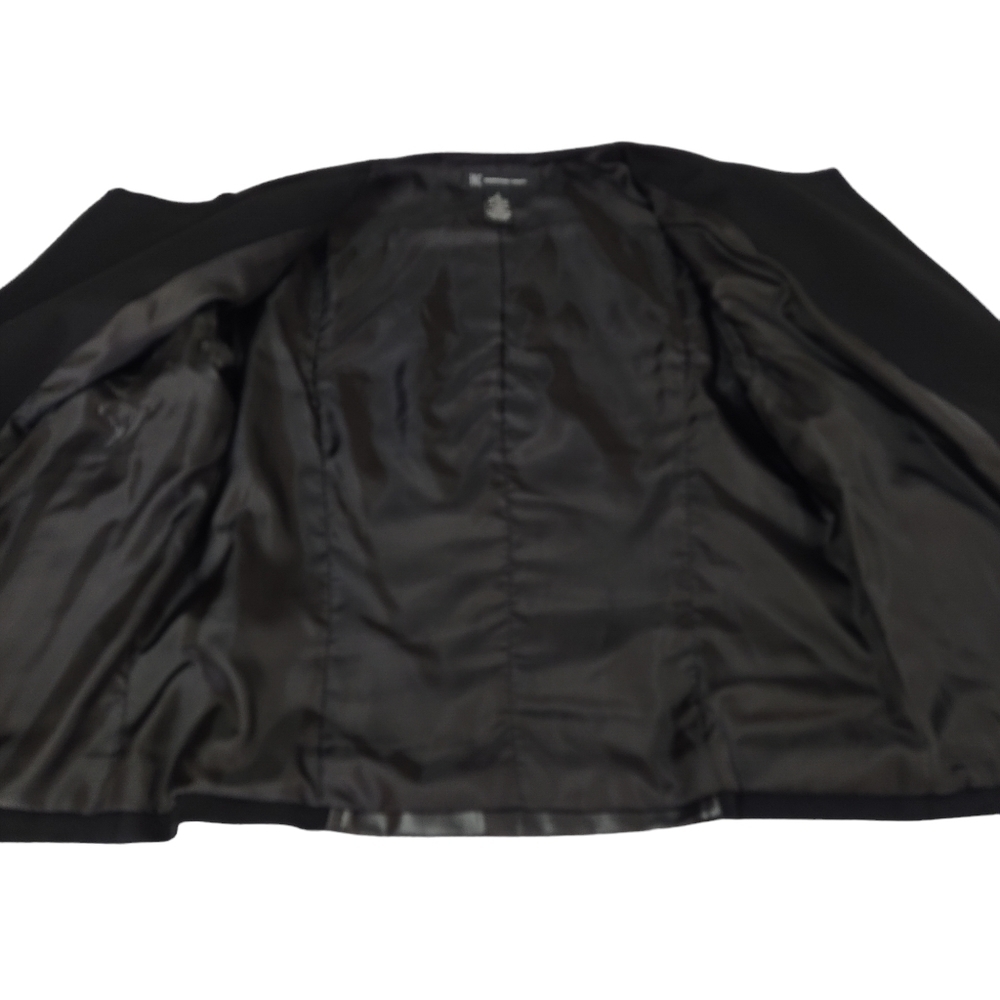 International Concepts Women's Black Faux Leather Long Lace Sleeve Jacket Sz S - Picture 10 of 12